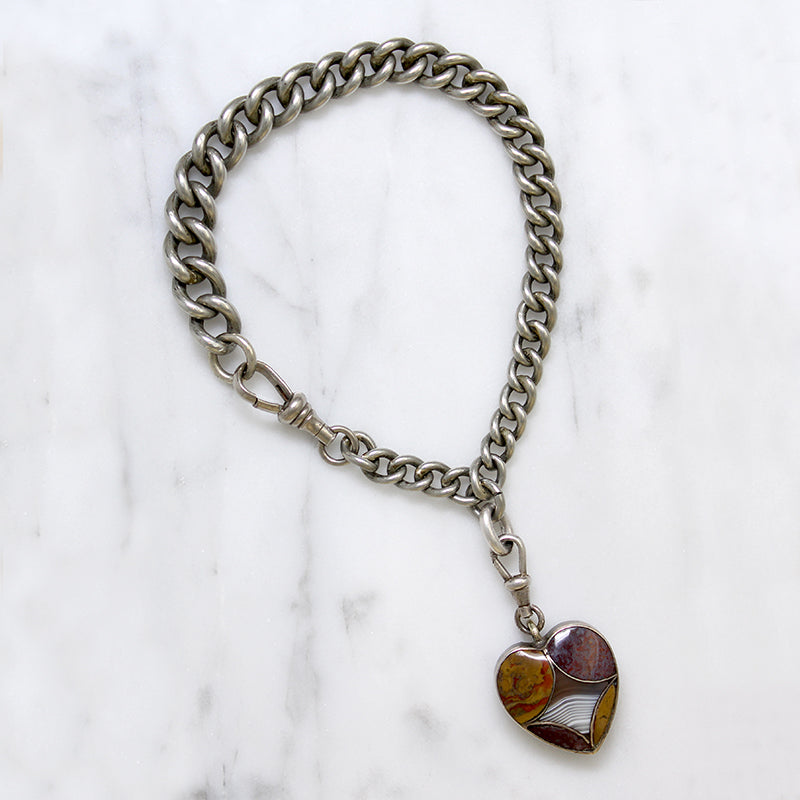 Sterling Bracelet with Agate Heart Locket by Ancient Influences