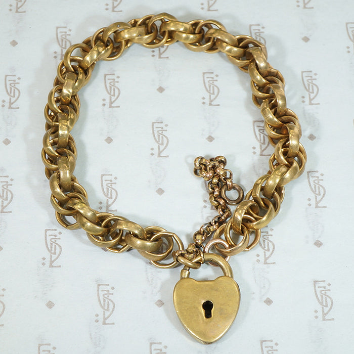 Chunky Brass Heart Lock Bracelet by Ancient Influences