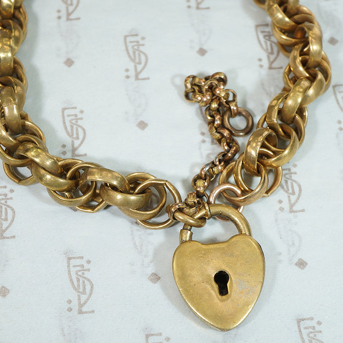 Chunky Brass Heart Lock Bracelet by Ancient Influences