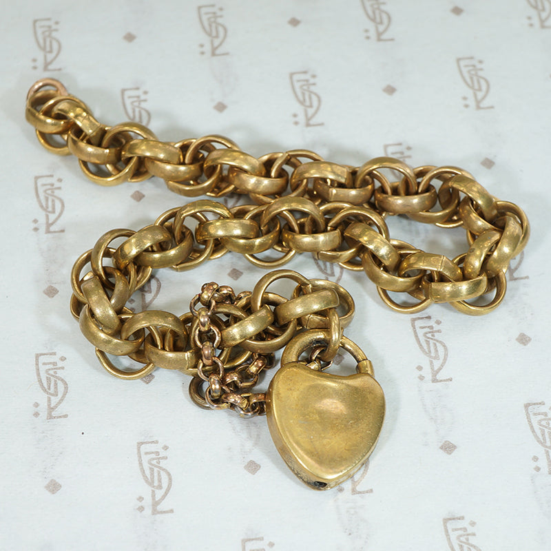 Chunky Brass Heart Lock Bracelet by Ancient Influences