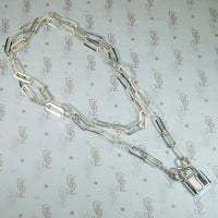 Bright Sterling Silver Paperclip Chain with Padlock Clasp