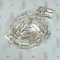 Bright Sterling Silver Paperclip Chain with Padlock Clasp