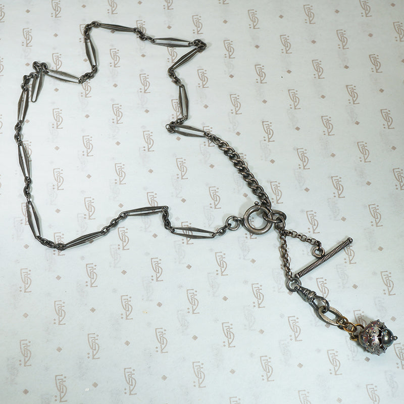 A Rare and Lovely Steel and Silver Fob Chain