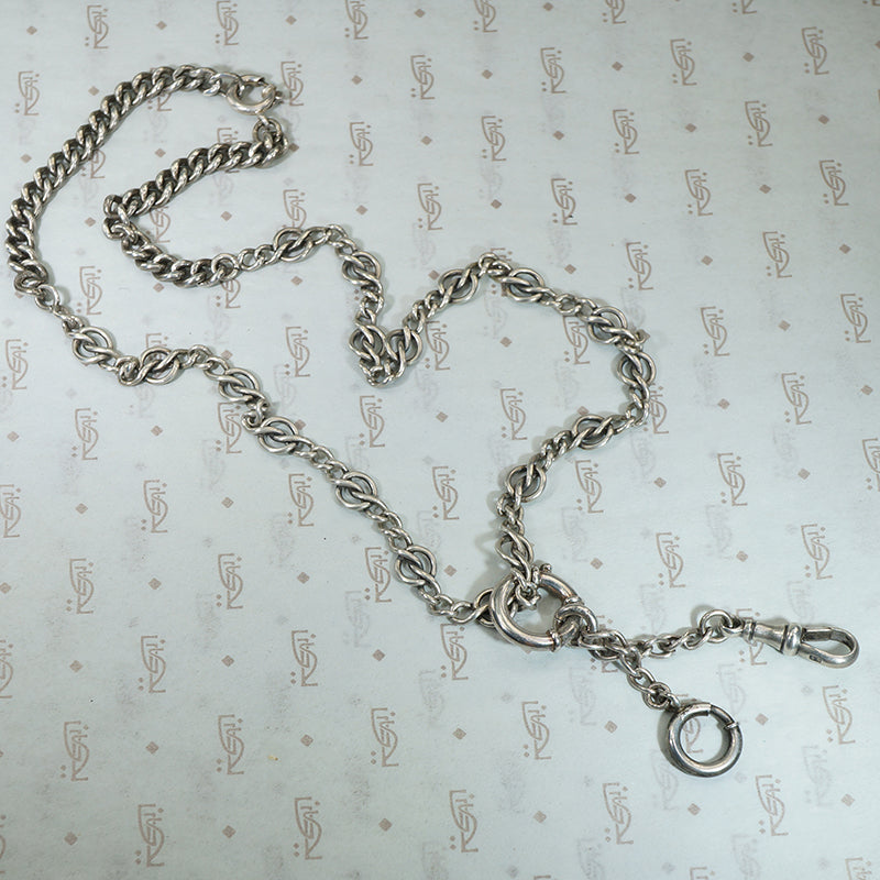 Elaborate Sterling Knot Link Chain with Bolt and Hook Drop
