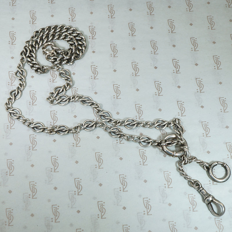Elaborate Sterling Knot Link Chain with Bolt and Hook Drop