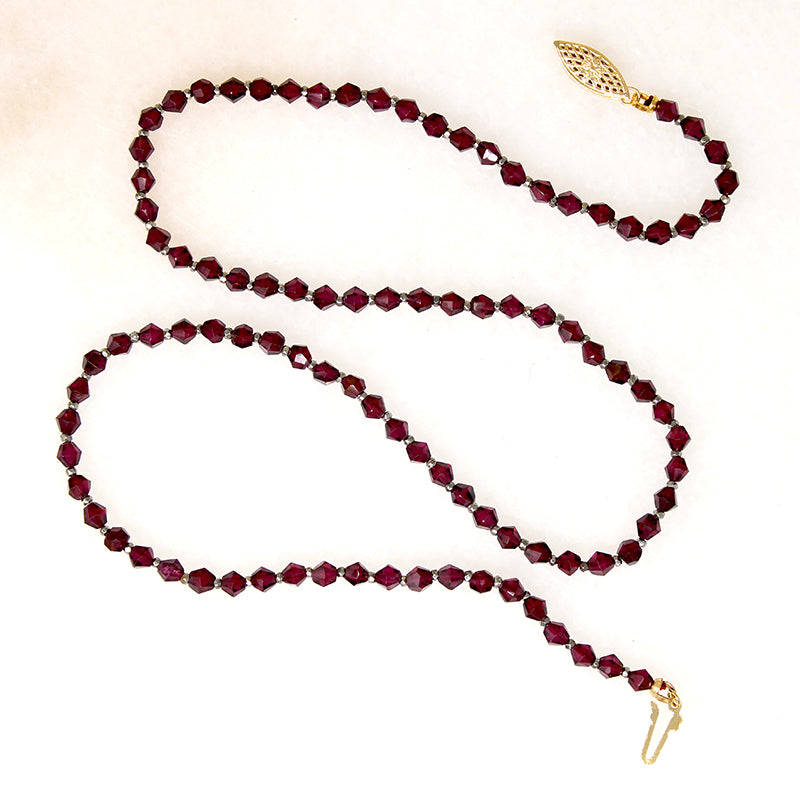 Decadent Garnet & Cut Steel Bead Necklace