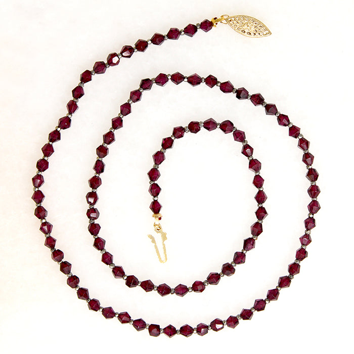 Decadent Garnet & Cut Steel Bead Necklace