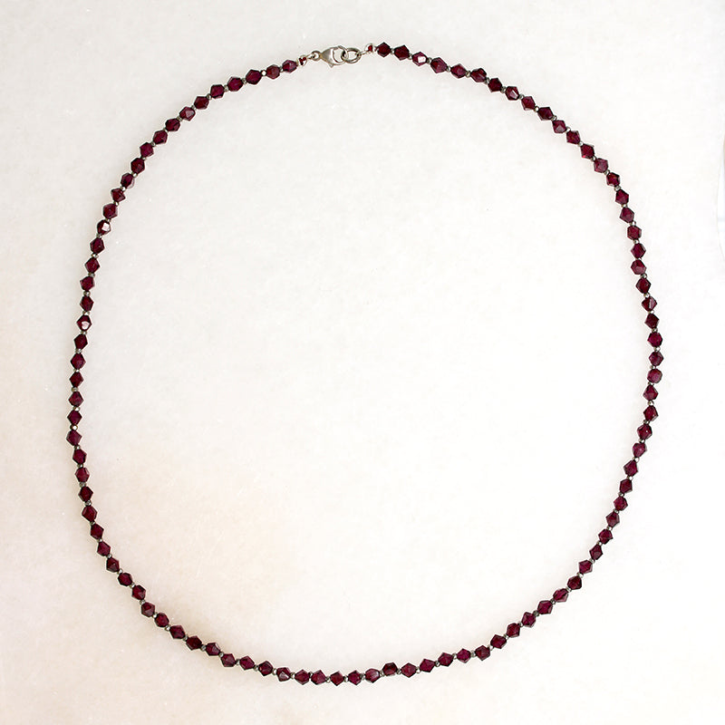Gorgeous Garnet & Cut Steel Bead Necklace