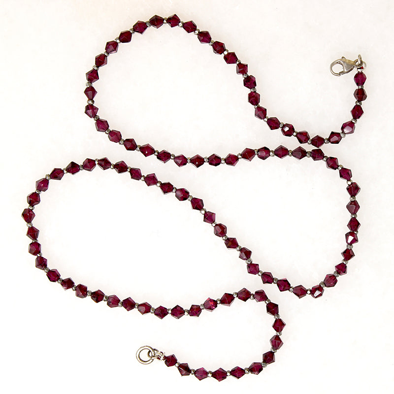 Gorgeous Garnet & Cut Steel Bead Necklace