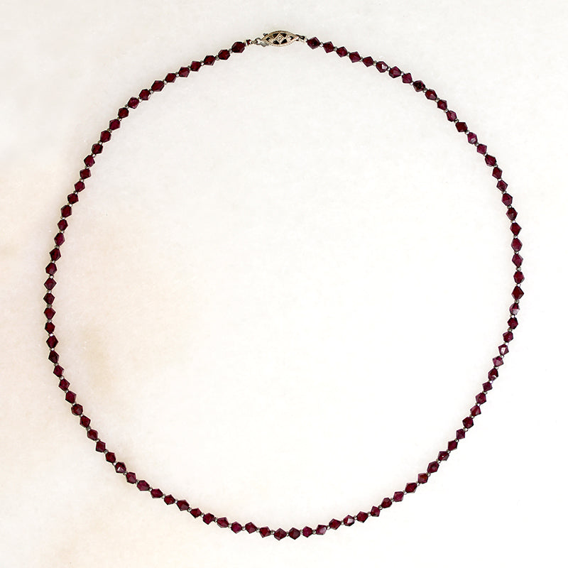 Antique Garnet & Cut Steel Bead Necklace