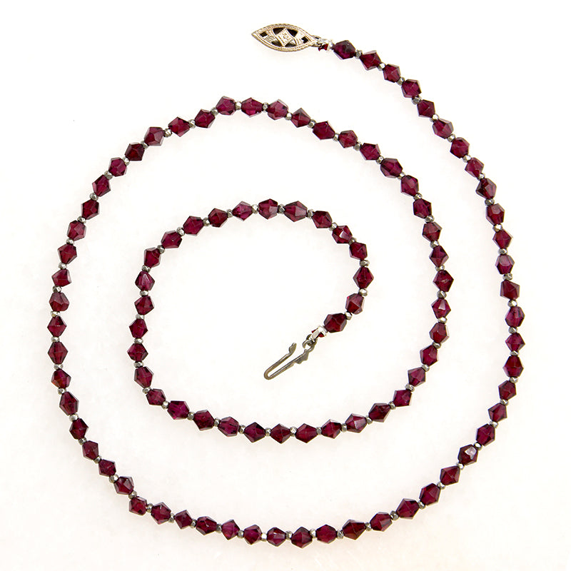 Antique Garnet & Cut Steel Bead Necklace