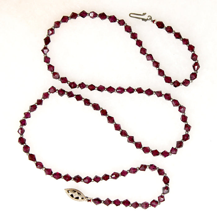 Antique Garnet & Cut Steel Bead Necklace