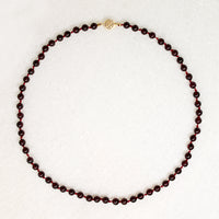 Glossy Garnet Beads on Red Silk 14" Necklace