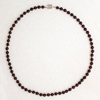 Round Garnet Beads on Scarlet Silk 21" Necklace