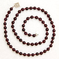 Round Garnet Beads on Scarlet Silk 21" Necklace