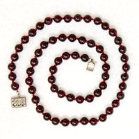 Vintage Garnet Beads on Red Silk 18" Necklace