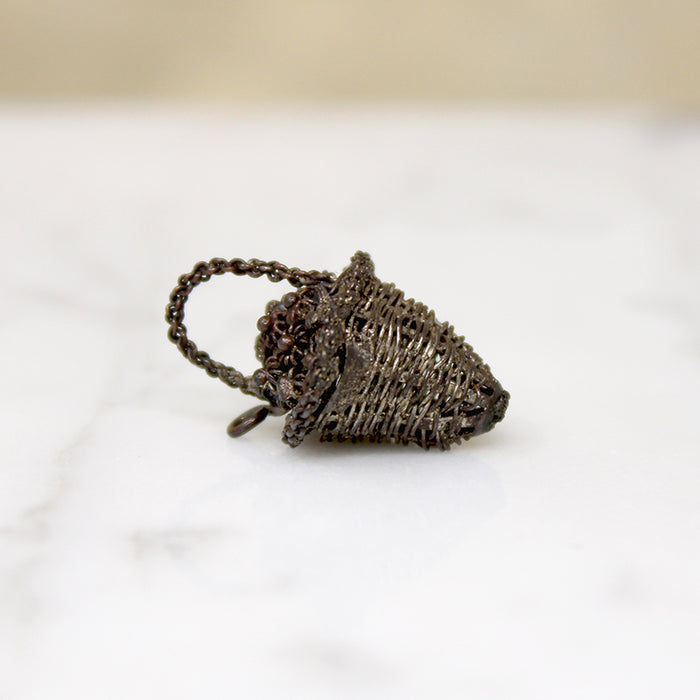 18th Century Silver Flower Basket Charm