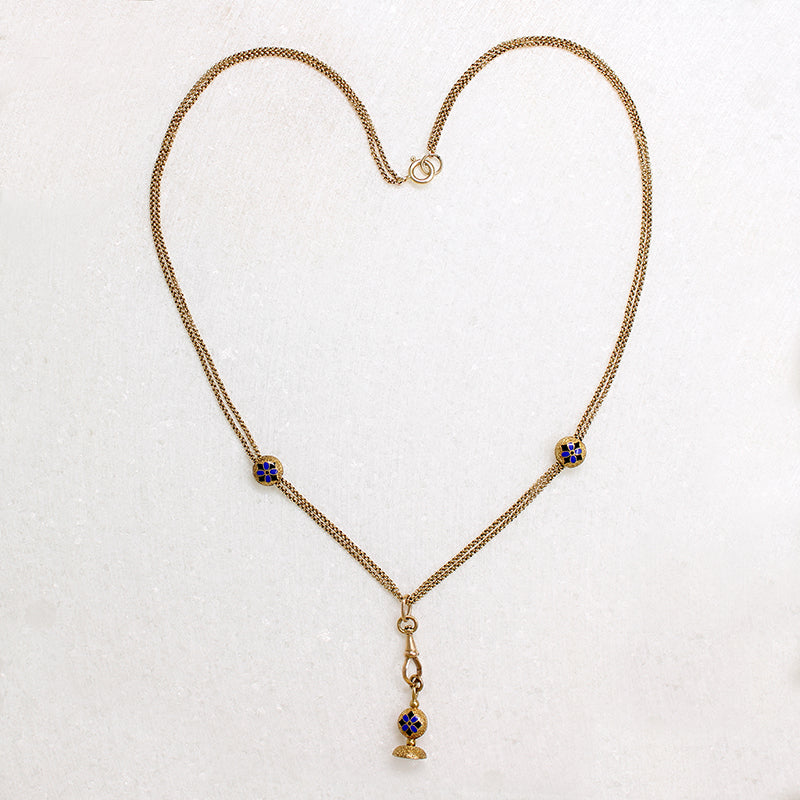 Gold Rolo Chain with Enamel Slides & Fob by Ancient Influences