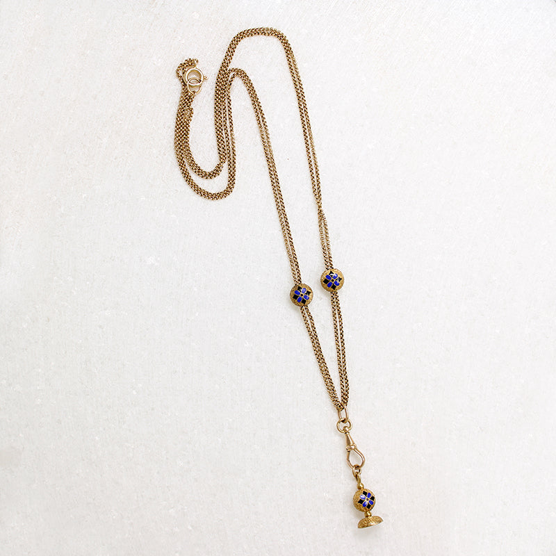 Gold Rolo Chain with Enamel Slides & Fob by Ancient Influences