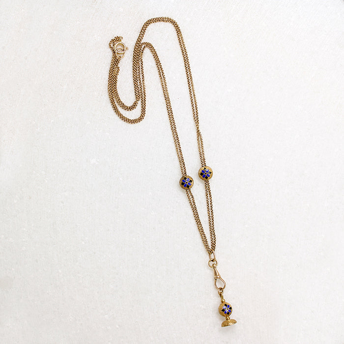 Gold Rolo Chain with Enamel Slides & Fob by Ancient Influences