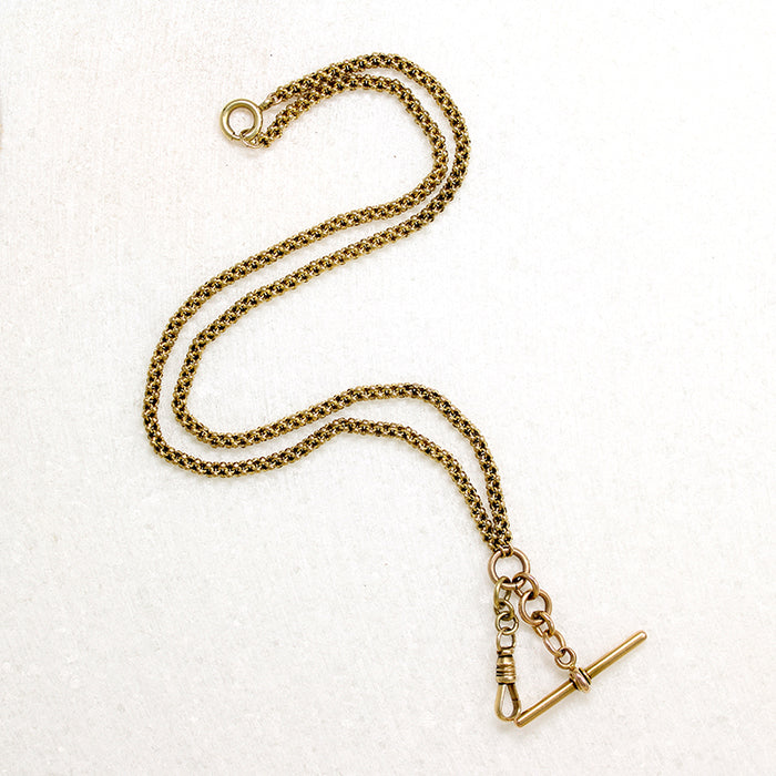 English 15ct Gold Rolo Chain with Hook & T-Bar by Ancient Influences