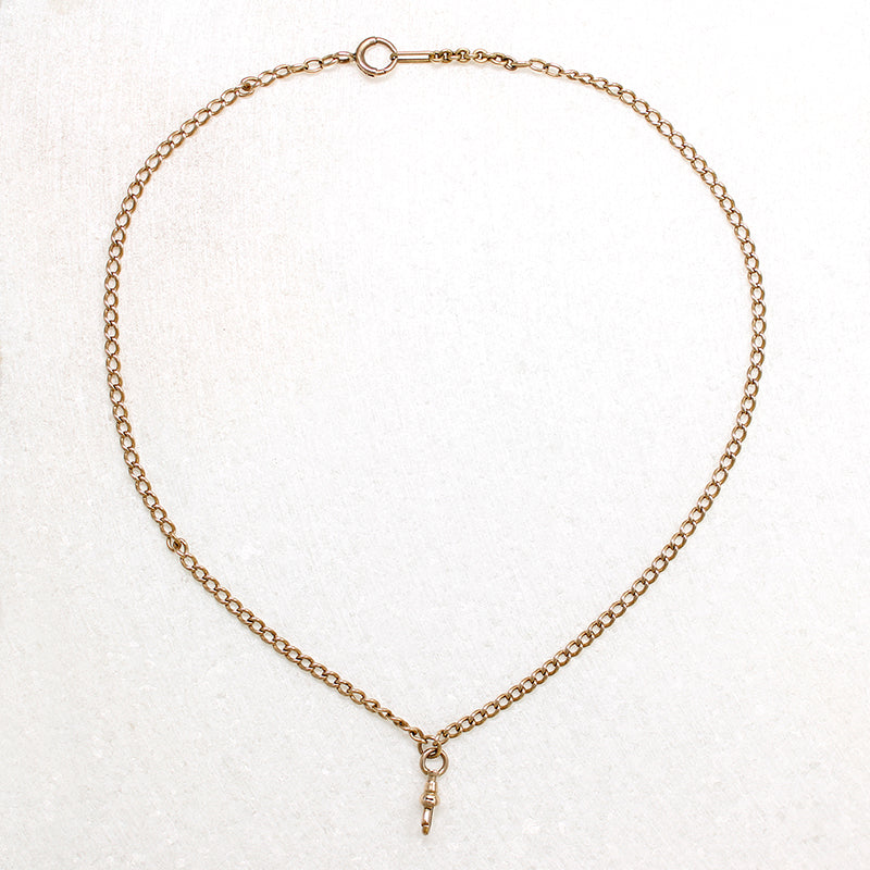 Rosy 10k Curb Chain with Watch Hook by Ancient Influences