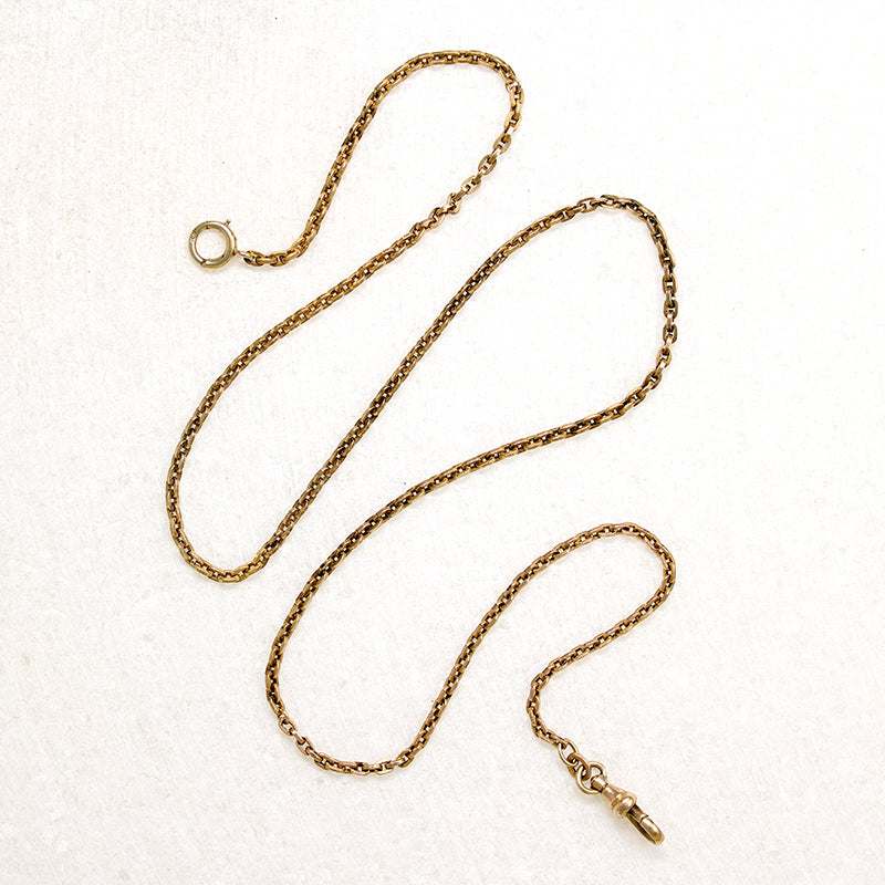 Flattened Cable Link Gold Chain with Hook by Ancient Influences