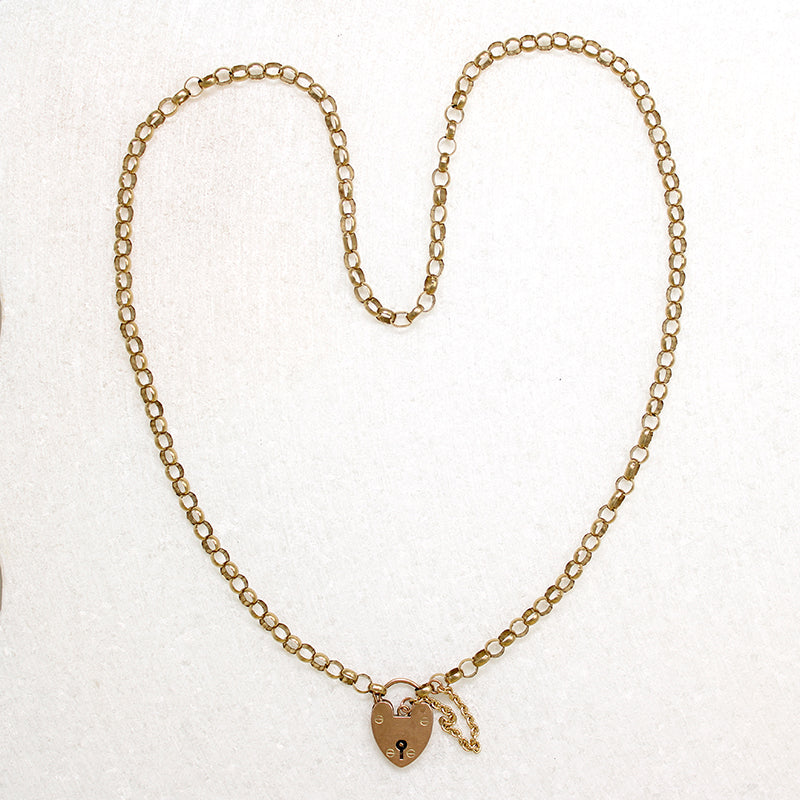 Gold Rolo Chain with English Heart Padlock by Ancient Influences