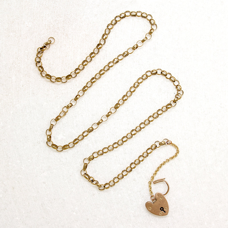 Gold Rolo Chain with English Heart Padlock by Ancient Influences