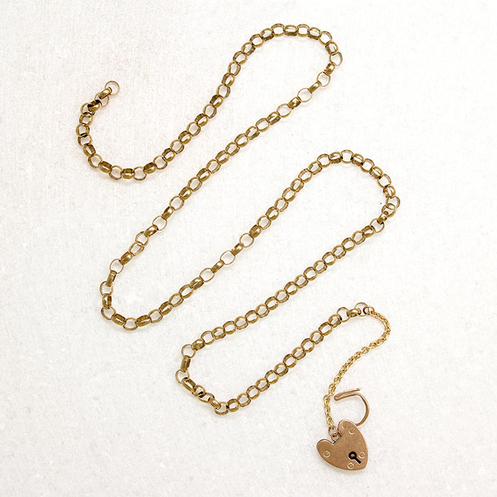 Gold Rolo Chain with English Heart Padlock by Ancient Influences