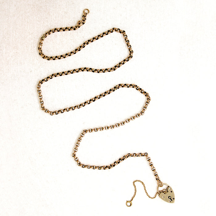 Rosy Rolo Chain & Heart Padlock by Ancient Influences 