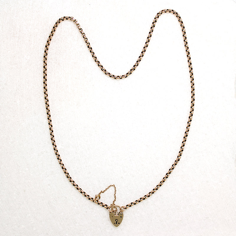 Rosy Rolo Chain & Heart Padlock by Ancient Influences 