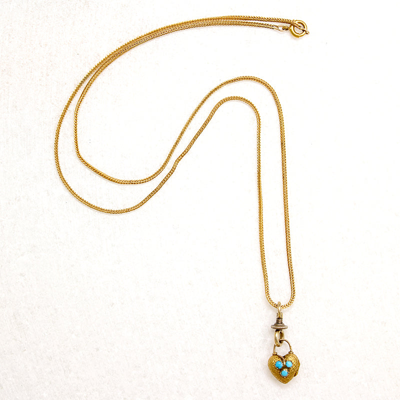 Gold & Turquoise Heart Locket Necklace by Ancient Influences