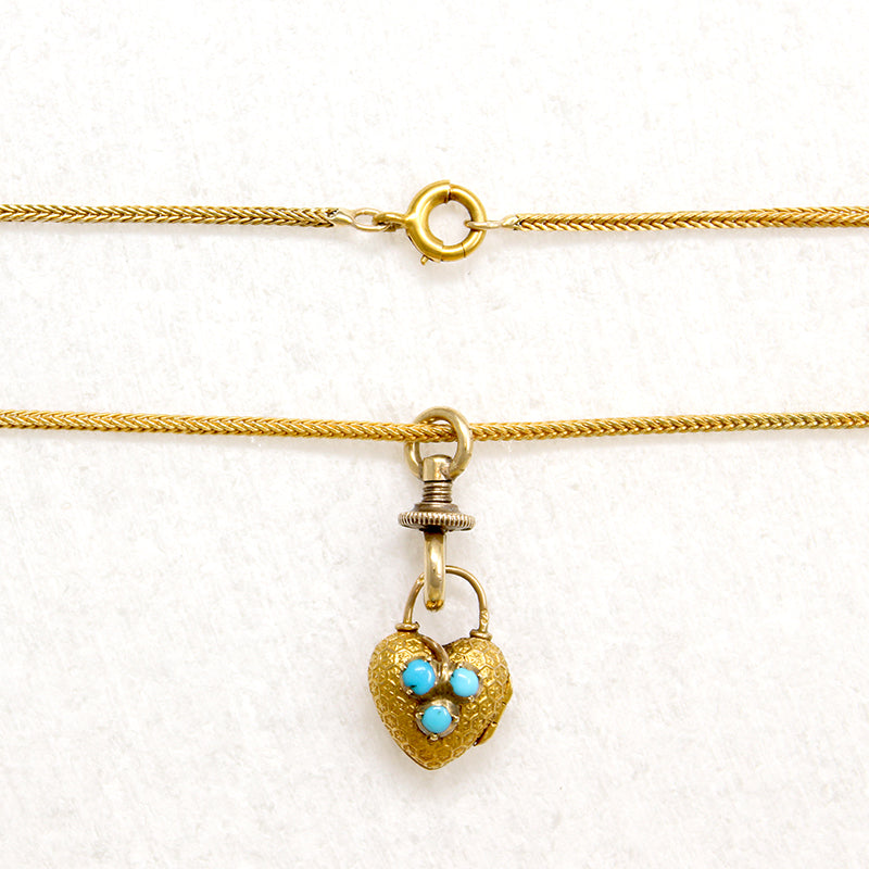Gold & Turquoise Heart Locket Necklace by Ancient Influences