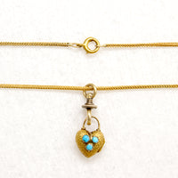 Gold & Turquoise Heart Locket Necklace by Ancient Influences