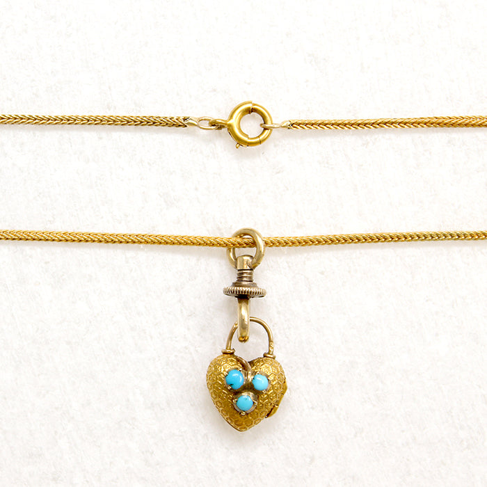 Gold & Turquoise Heart Locket Necklace by Ancient Influences