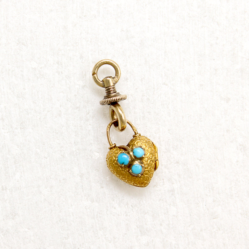 Gold & Turquoise Heart Locket Necklace by Ancient Influences