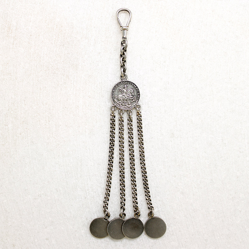 Unique European Silver & Enamel Chatelaine-Style Fob