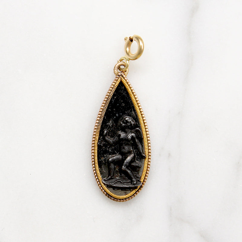 Berlin Iron Cupid Pendant with Gold Findings