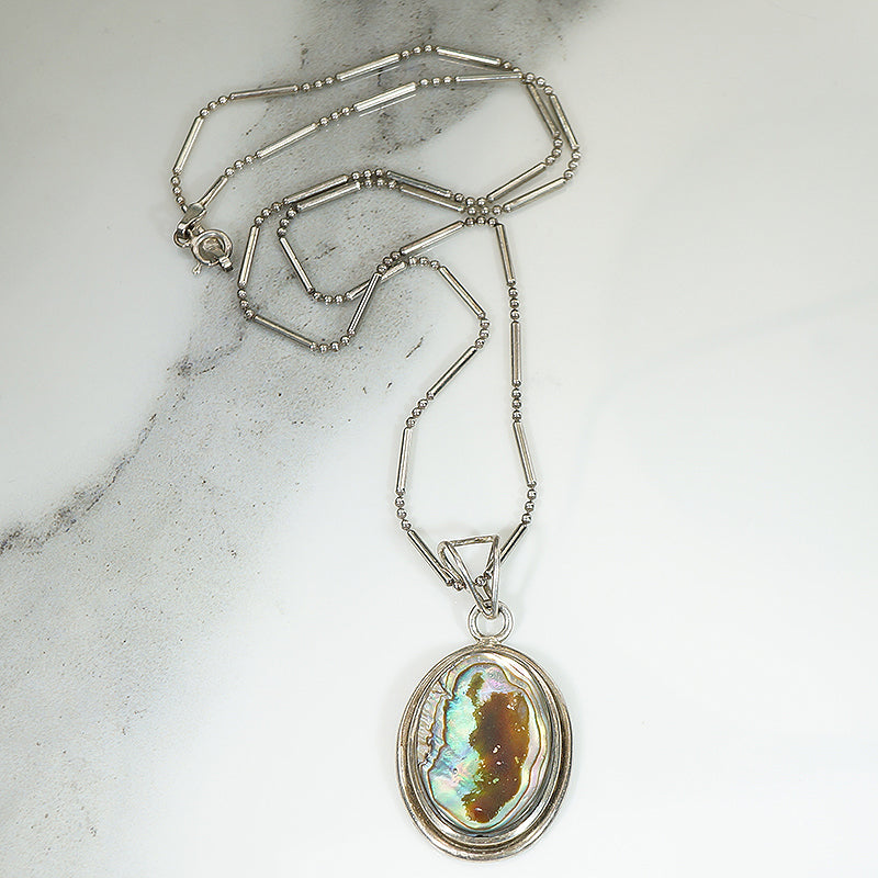 Vintage Abalone and Sterling Necklace