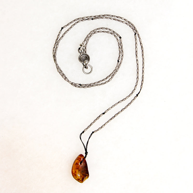Fiery Amber & Icy Silver Bead Necklace by Ancient Influences