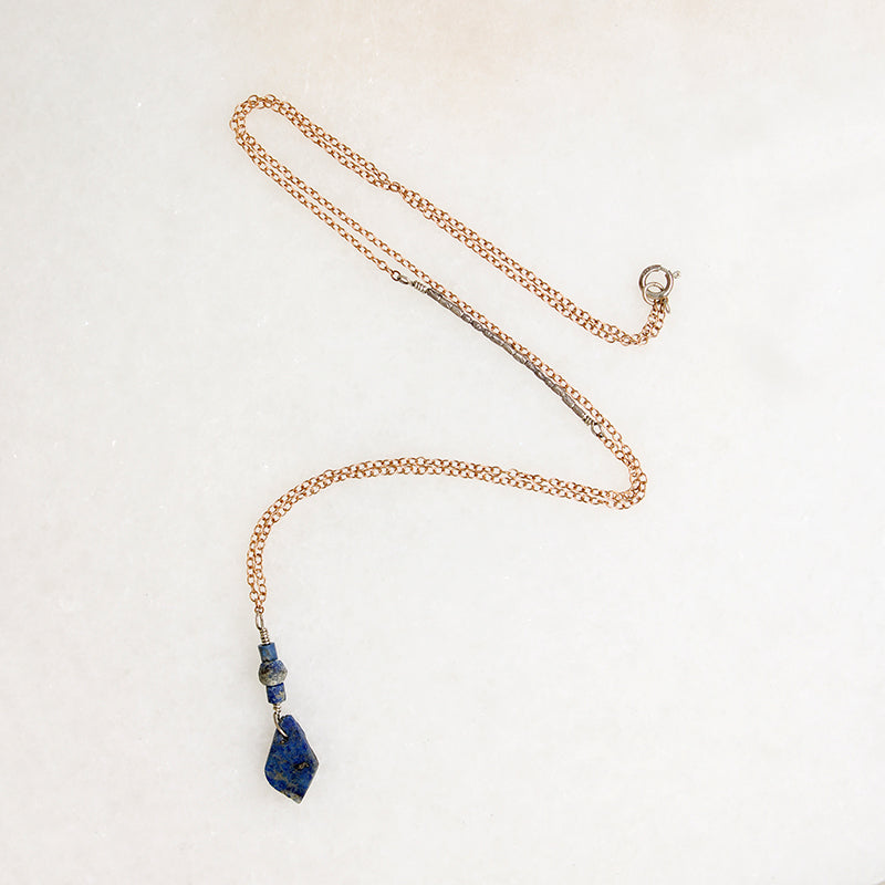 Ancient Lapis & Silver Bead Necklace by Ancient Influences