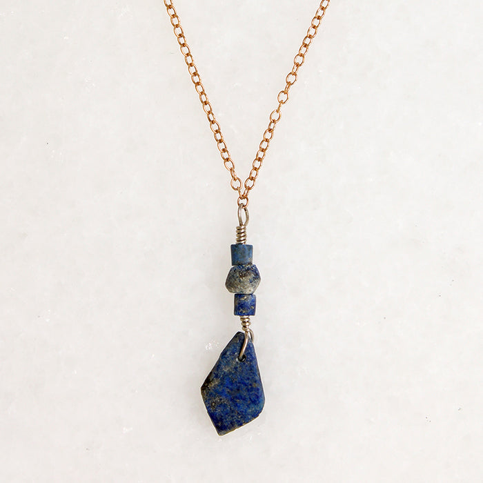 Ancient Lapis & Silver Bead Necklace by Ancient Influences