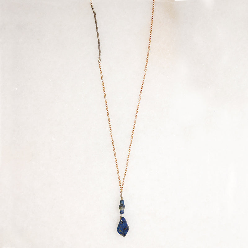 Ancient Lapis & Silver Bead Necklace by Ancient Influences