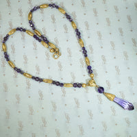 Regal Amethyst and Etruscan Revival Gold Necklace