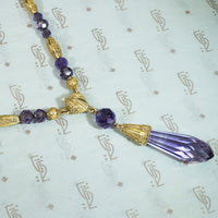 Regal Amethyst and Etruscan Revival Gold Necklace