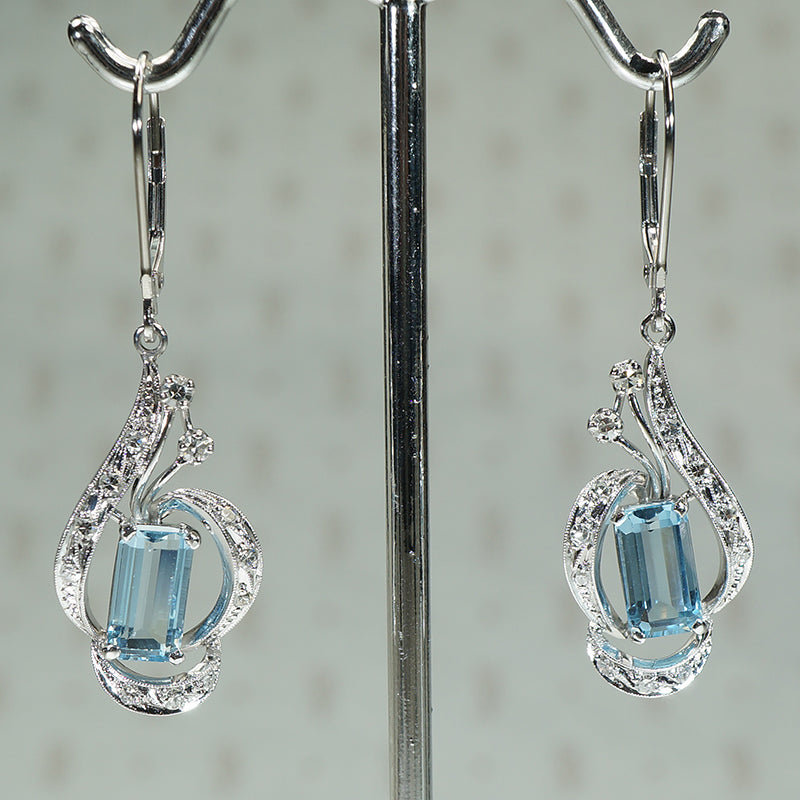 Belle Époque Platinum Aquamarine Earrings