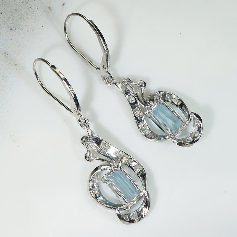 Belle Époque Platinum Aquamarine Earrings