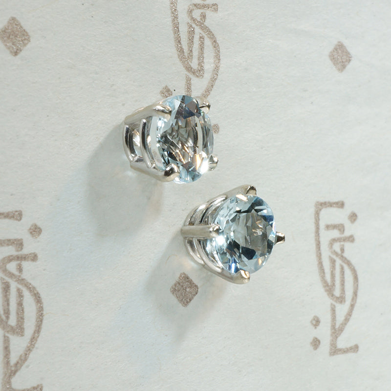 Beautiful Blue Aquamarine Stud Earrings