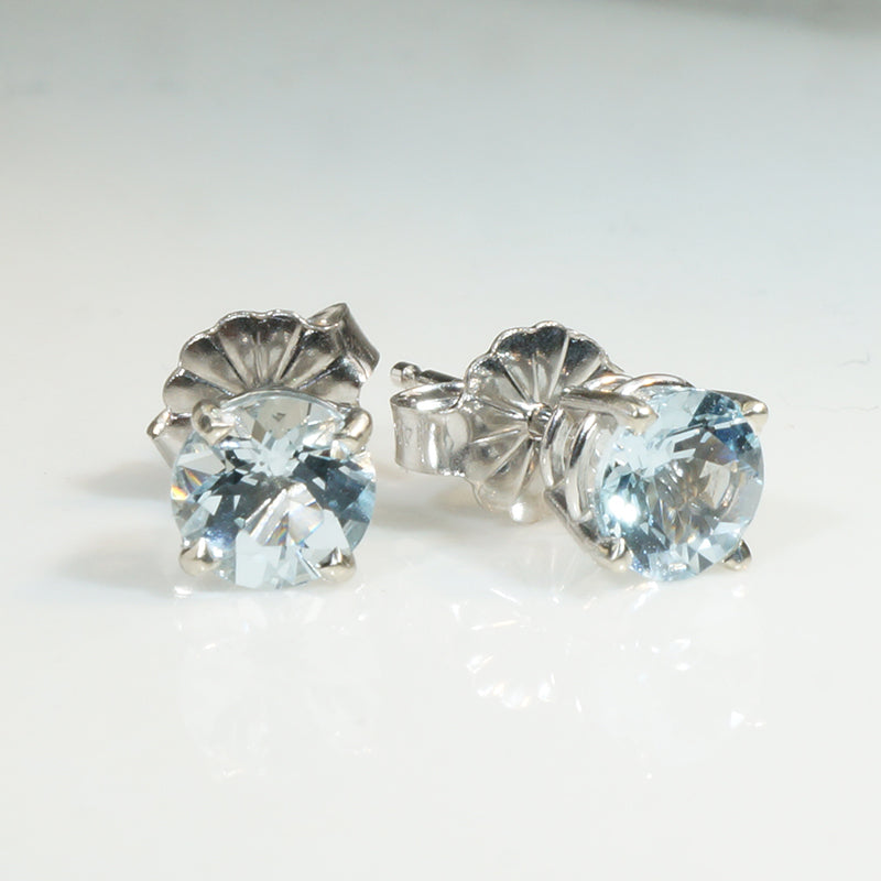 Beautiful Blue Aquamarine Stud Earrings